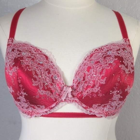 Victoria Secret 36DD Demi Bra Dream Angels Lace & Rhinestones Lined Underwired - Picture 1 of 8